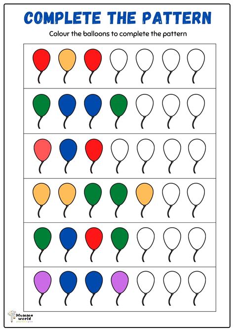 patterns worksheet for preschoolers